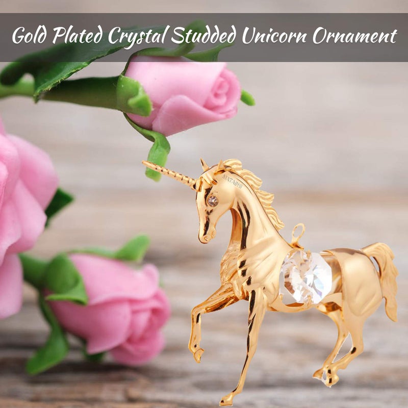 Matashi 24K Gold Plated Unicorn Ornament - Crystal Studded Hanging Decoration for Christmas Tree, Home, or Office - Unique for Mom, Grandma, Wife, Daughter Friends, and Family - Image 4